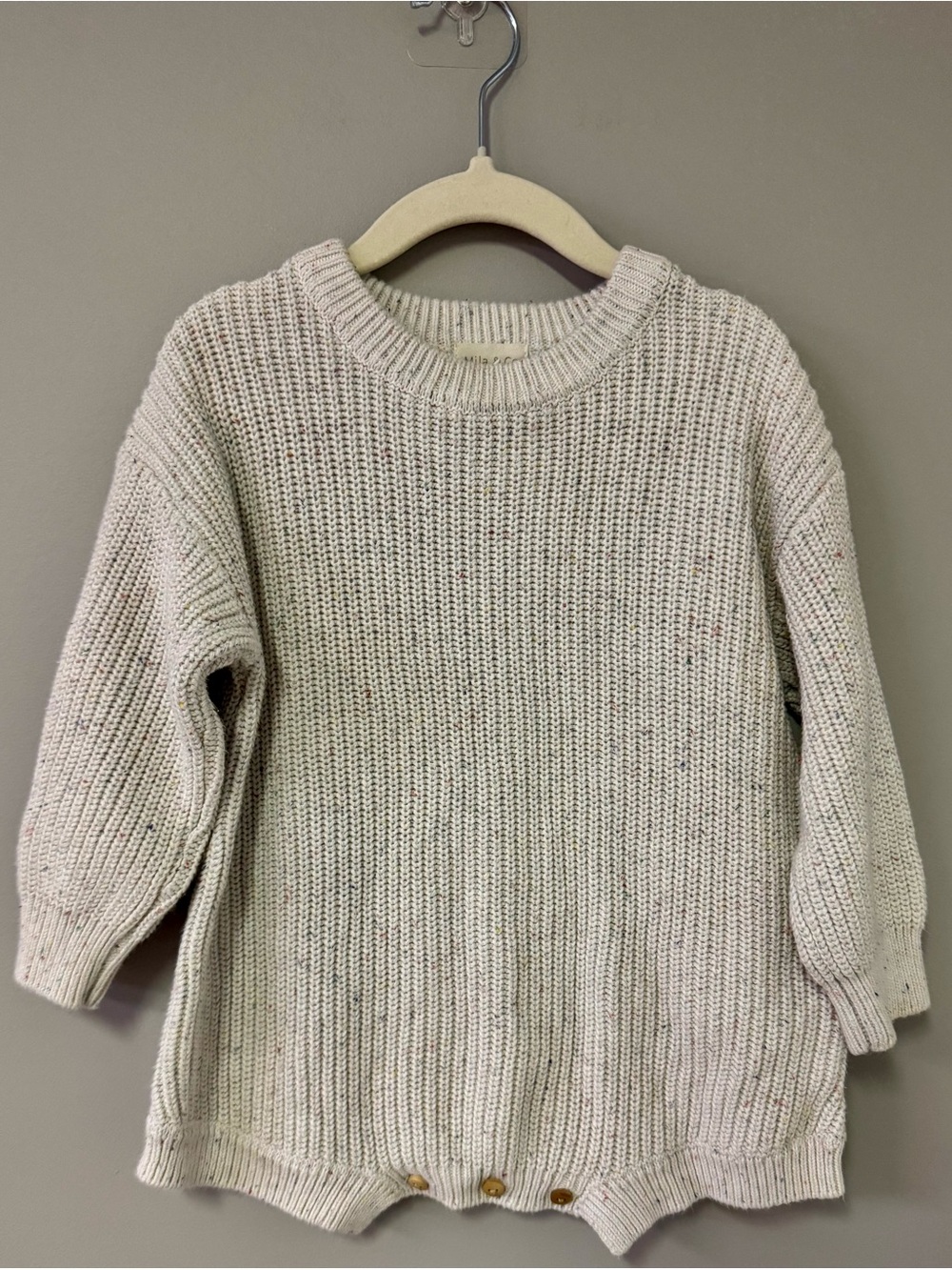 Relaxed Cream Crewneck Knit Romper